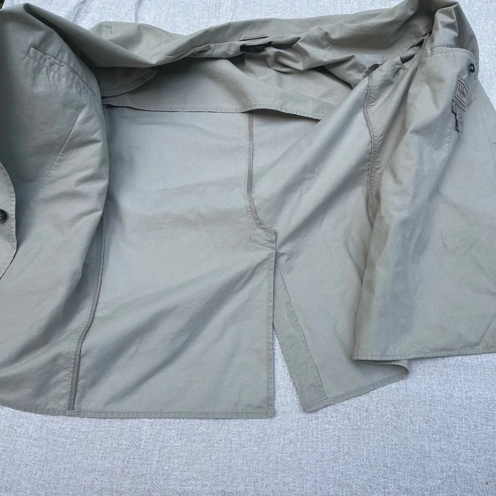 LL Bean Mens 44 Reg Khaki Cotton Blazer 80s Classic Fashion Shoulder Pads Jacket